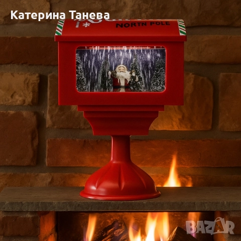 Музикална пощенска кутия „Santa North Pole“ с ефект на падащ сняг