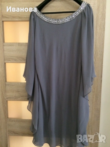 Официална сива рокля с пайети., снимка 2 - Рокли - 53691736