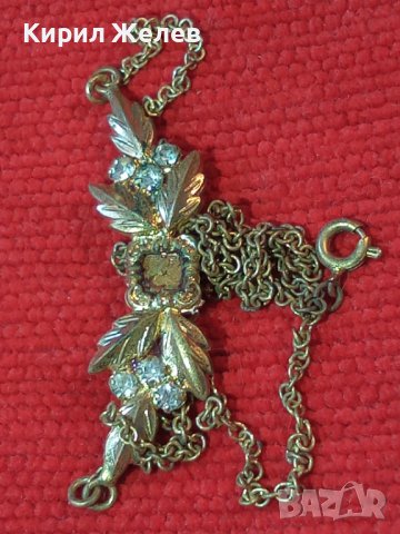 СТАРИННО БРОНЗОВО ПОЗЛАТЕНО ФЛОРАЛНО КОЛИЕ с инкрустирани циркони 19093, снимка 3 - Антикварни и старинни предмети - 35232419