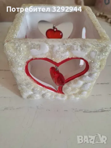 Свещник със сърчица за Св.Валентин, снимка 2 - Декорация за дома - 48169591