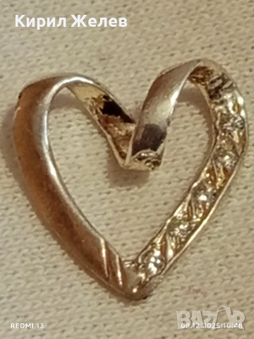 Сребърно колие във формата на сърце с кристали ювелирна изработка 37659, снимка 10 - Колиета, медальони, синджири - 52686820