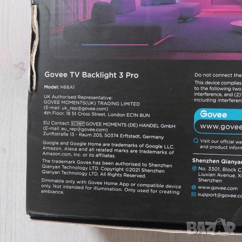 Govee TV Backlight 3 Pro (H66A1) – Тройна камера | За 75-85 инча | Matter & RGBICW, снимка 3 - Друга електроника - 53708401