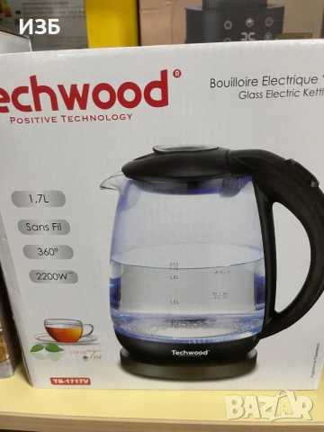 Електрическа стъклена кана 1.7L 2200W черна, снимка 3 - Кани - 52758927