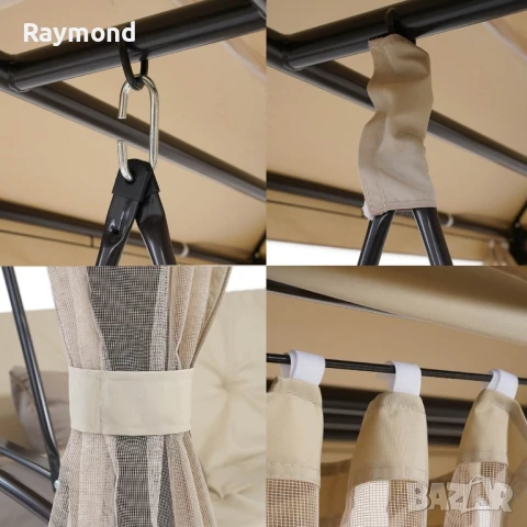 Луксозна градинска люлка Marbella с шатра и мрежа – трансформираща се в легло, снимка 15 - Градински мебели, декорация  - 51188226