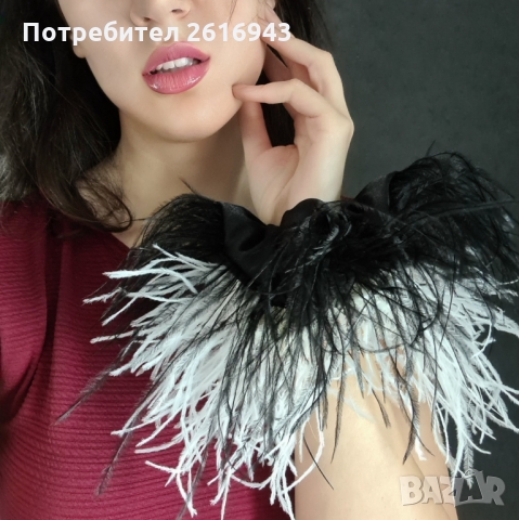 Скрънчи с щраусови пера от сатен, снимка 17 - Аксесоари за коса - 36062439