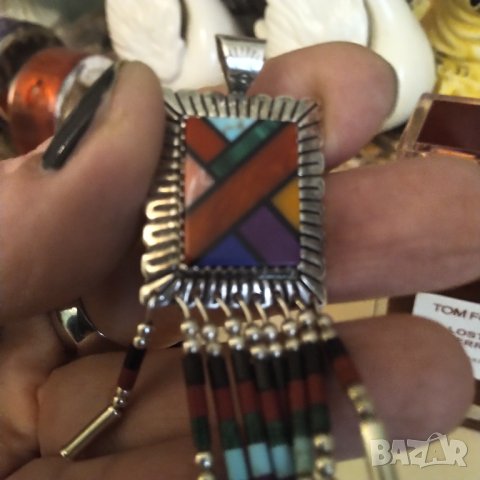 Навахо сребърен медальон ръчна изработка , снимка 3 - Колиета, медальони, синджири - 41808487