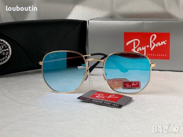Ray-Ban Hexagonal RB3548 дамски мъжки слънчеви очила унисекс сини огледални, снимка 2 - Слънчеви и диоптрични очила - 41768859