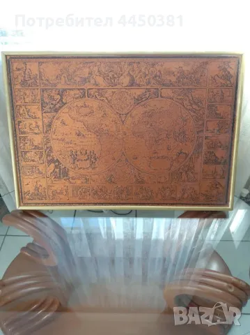 ИЗКЛЮЧИТЕЛНО РЯДЪК МОДЕЛ на  винтидж карта на света oт гравирана мед, снимка 2 - Антикварни и старинни предмети - 50107300