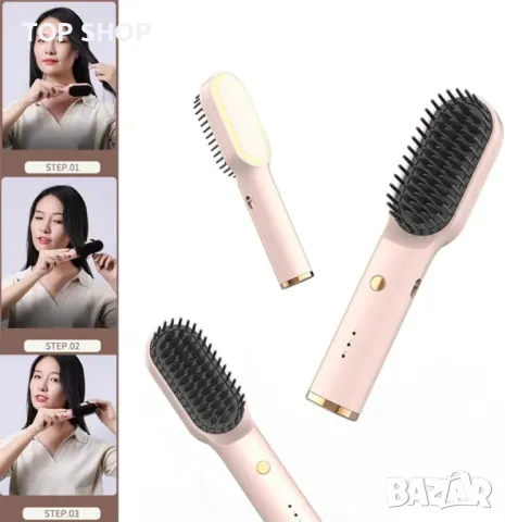 Нова Керамична безжична четка за изправяне и къдрене на коса, 5000mAh, снимка 2 - Тримери - 49657967