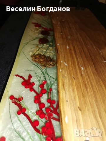 Дъска за сервиране и рязане, епоксидна смола с коледни мотиви