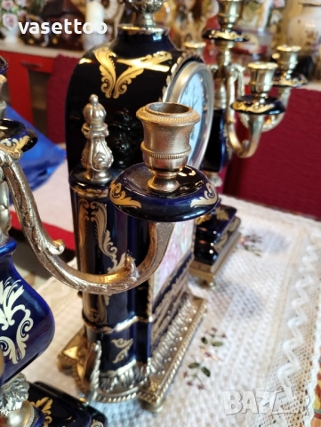 Порцеланов часовник с два свещника, снимка 8 - Антикварни и старинни предмети - 51553660