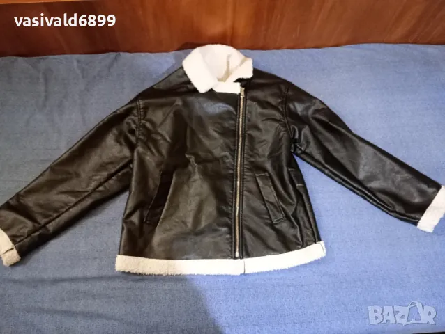 Черно дамско кожено яке 