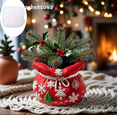 3D Коледен чувал торба кашпа силиконов молд форма за декорация 