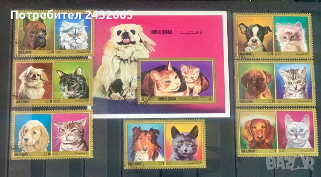 950. Ум - Ал - Куейн 1972 ~ “ Фауна. Кучета и Котки ”, снимка 1 - Филателия - 36217981