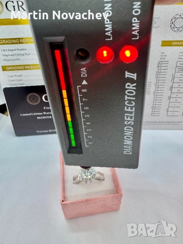 Сребърен пръстен с мойсанит (Диамант) 2 карата, снимка 14 - Пръстени - 52252905