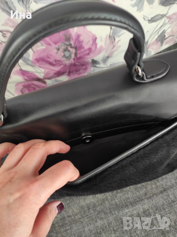 Черна дамска чанта с еко пух, снимка 4 - Чанти - 36203762