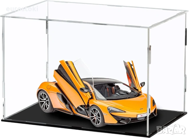 Акрилна витрина 30х20х20 см, прозрачна кутия за показване с огледален плот