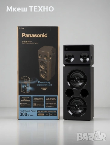 Тонколона Аудио система Panasonic SC-UA30E-K, 300W RMS, Bluetooth, Черна, Караоке
