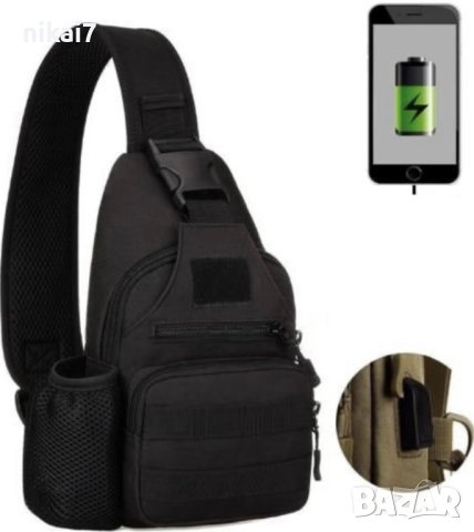 тактическа чанта паласка през рамо военна лов туризьм джоб за вода, снимка 8 - Чанти - 41770263