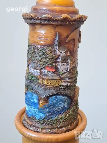 дървен свещник с декоративна свещ    17/3, снимка 2 - Декорация за дома - 48995572