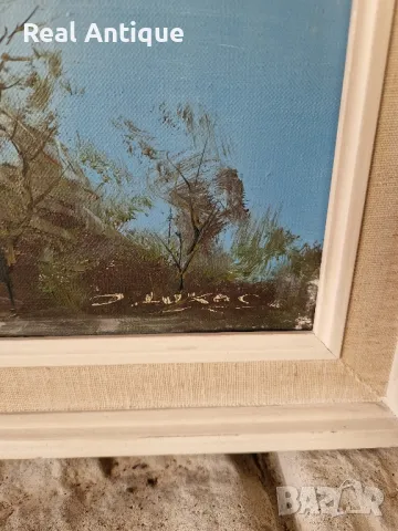 Чудесна антикварна авторска майсторска картина масло върху платно , снимка 8 - Антикварни и старинни предмети - 50304357