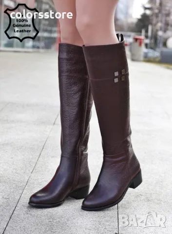 Равни ботуши - бордо ЕСТЕСТВЕНА кожа - 17134Z-3-2F, снимка 2 - Дамски ботуши - 49380793
