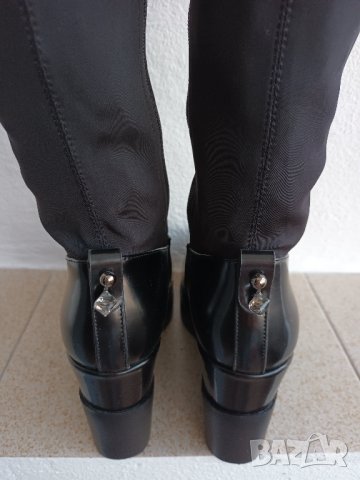 Дамски черни високи еластични ботуши, снимка 5 - Дамски ботуши - 41845645