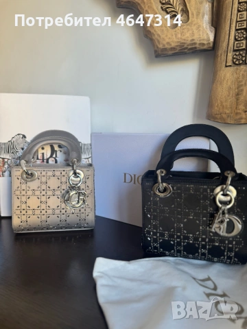 Lady Dior чанта в черно бляскава