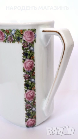 1931 г. Beyer & Bock - Нимски порцелан Комплект две кани кана латиера сервиз цветя, снимка 7 - Други ценни предмети - 53357945