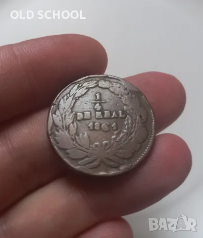 1/4 реал 1861 Мексико първа република-Чихуахуа, снимка 3 - Нумизматика и бонистика - 55749645