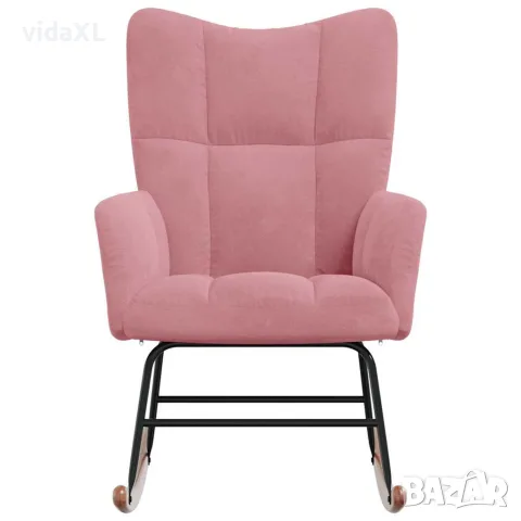 vidaXL Люлеещ стол, розов, кадифе, снимка 4 - Столове - 56146865