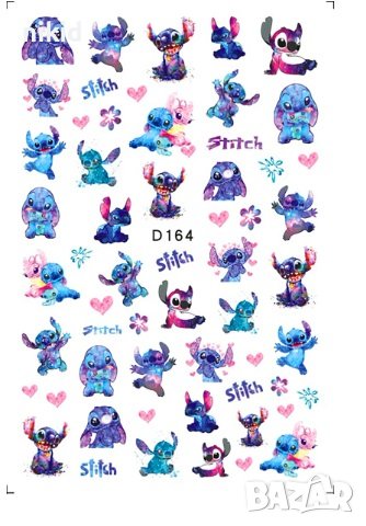 D164 Стич и татос слайдер ваденки водни стикери за нокти маникюр