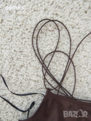 Къса ластична рокля с презрамки Н&M, цвят нес кафе, размер М, снимка 2 - Рокли - 50259760