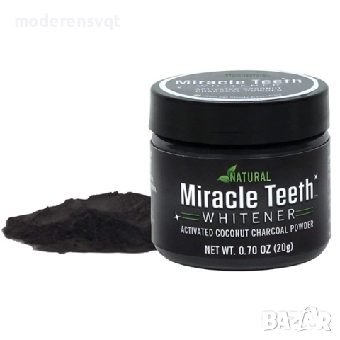 Кокосов въглен за избелване на зъби Miracle Teeth, Natural, 20 грама, снимка 4 - Други - 51454316