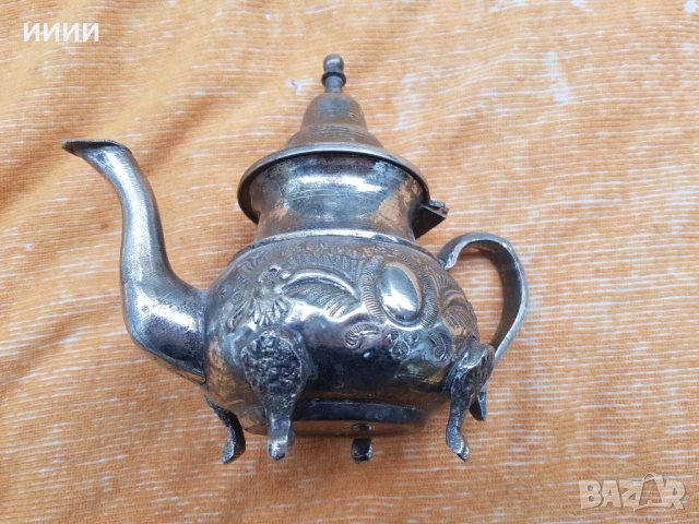 Посребрен чайник кана ибрик, снимка 2 - Антикварни и старинни предмети - 53204815