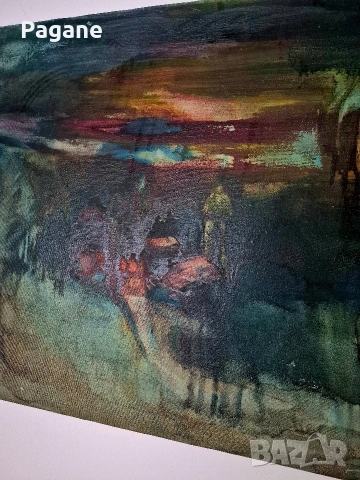 Маслена картина 60/41 см – експресивен пейзаж, снимка 2 - Картини - 53571623