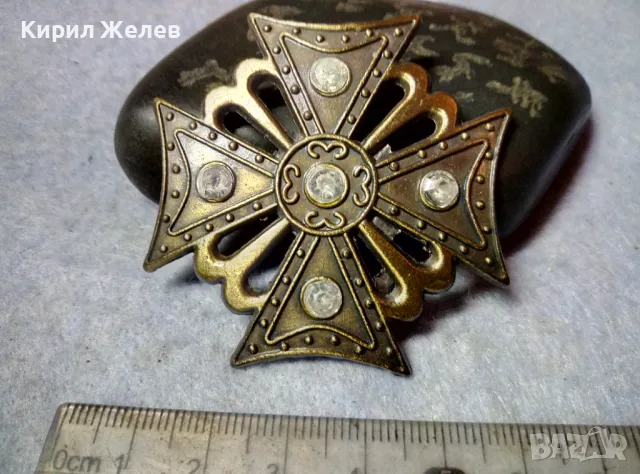 ИНТЕРЕСНА РИЦАРСКА МЕСИНГОВА АРТ АПЛИКАЦИЯ във ФОРМАТА на МАЛТИЙСКИ КРЪСТ 48762, снимка 6 - Други - 48842349