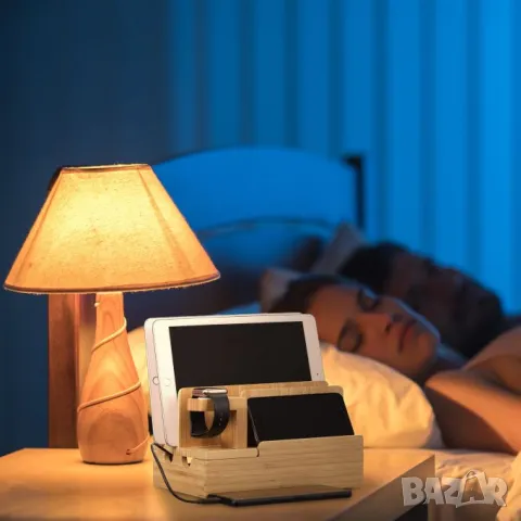 Бамбукова зарядна станция за множество устройства Relaxdays , снимка 6 - Друга електроника - 48327239