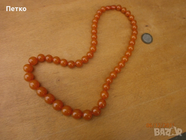 Стар гердан кехлибар  70 грама, снимка 2 - Антикварни и старинни предмети - 52604423