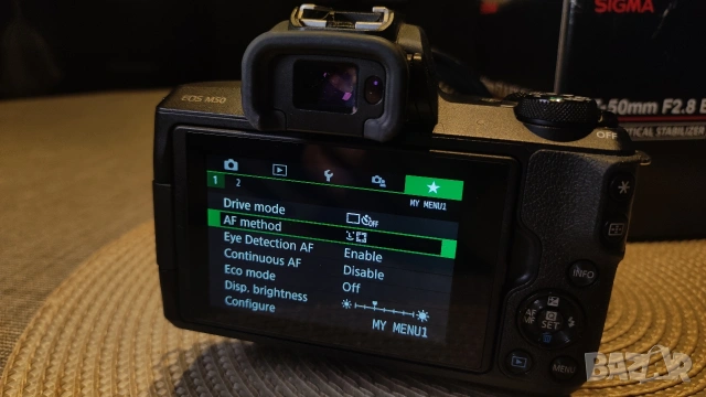 Canon EOS M50 + Sigma 17-50mm f/2.8 EX DC OS HSM + Canon адаптер, снимка 14 - Фотоапарати - 53597729