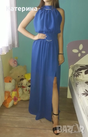 Официална рокля в синьо , снимка 2 - Рокли - 51552397