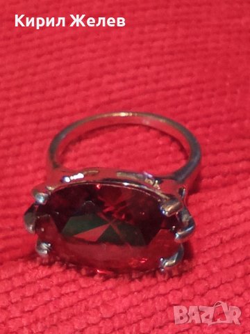 ВИНТИДЖ ПОСРЕБРЕН ПРЪСТЕН с ГОЛЯМ ФАСЕТИРАН СИНТЕТИЧЕН КРАСИВ РУБИН 20273, снимка 3 - Пръстени - 32552986