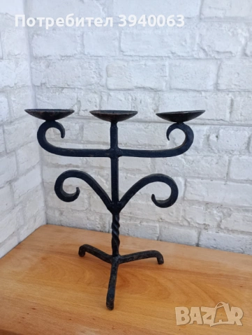 Стар свещник от ковано желязо, снимка 3 - Други ценни предмети - 53207803
