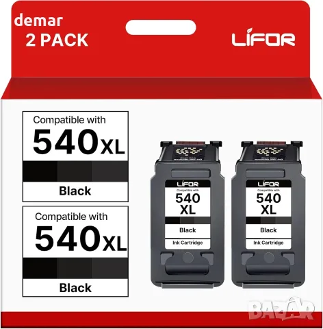 Два черни мастилени патрона LIFOR PG-540XL за Canon Pixma