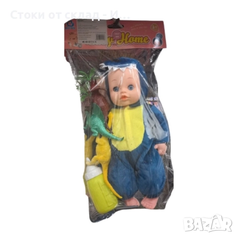Кукла бебе с костюм динозавър + 3 динозавъра – 35 см, снимка 3 - Кукли - 52793957