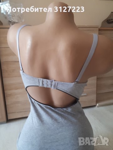 Ново боди с твърда чашка в маслено зелено, черно и сиво, снимка 6 - Корсети, бюстиета, топове - 34168164