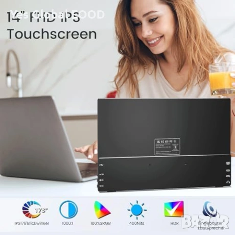 14" Touch монитор 1920x1200 IPS 100% sRGB, снимка 4 - Монитори - 53615587