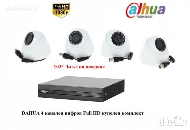 Full HD 1080P 4канален цифров куполен комплект DAHUA
