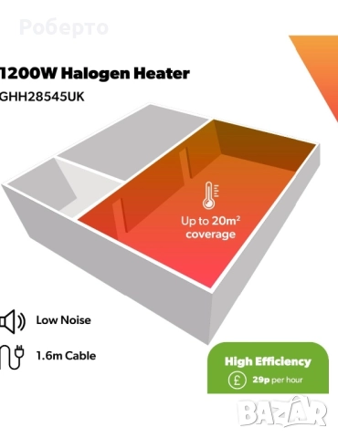 Халогенна печка 1200W, снимка 3 - Отоплителни печки - 52959213