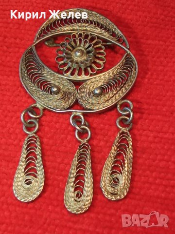 РЕТРО ФИЛИГРАННА СРЕБЪРНА БРОШКА с ГРАНУЛАЦИЯ МАЙСТОРСКА ЮВЕЛИРНА РАБОТА СРЕБРО 950 ПРОБА 5090